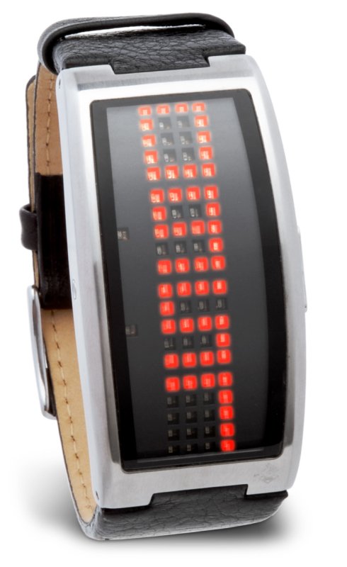 Guru Binary LED Horloge Zilver/Rood